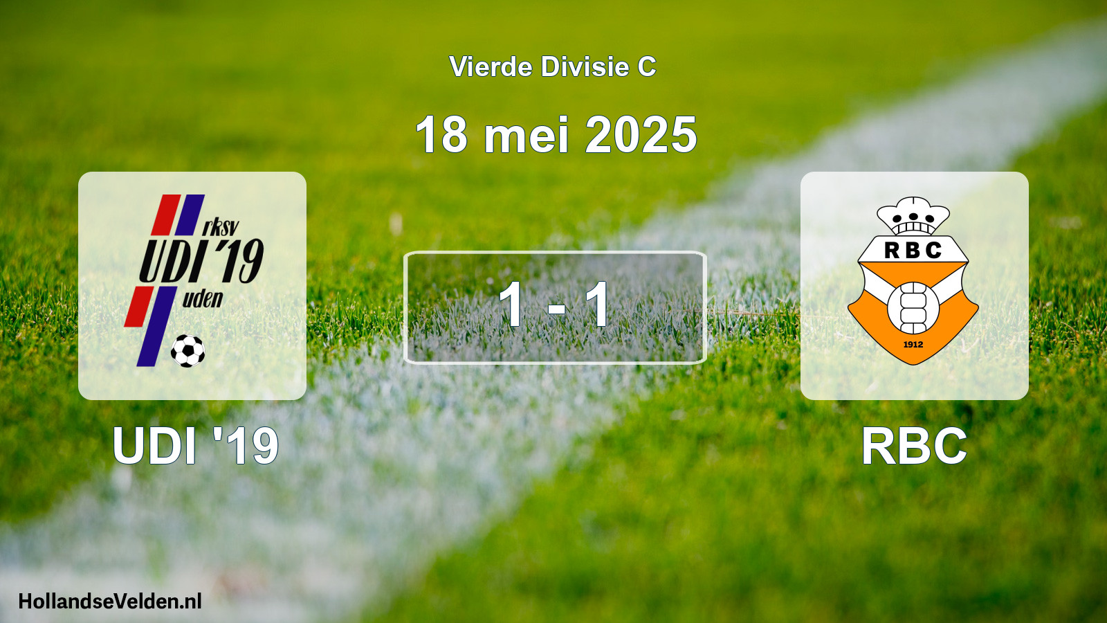 Gespeelde wedstrijd: UDI '19 - RBC 1 - 1 (18 mei 2025)