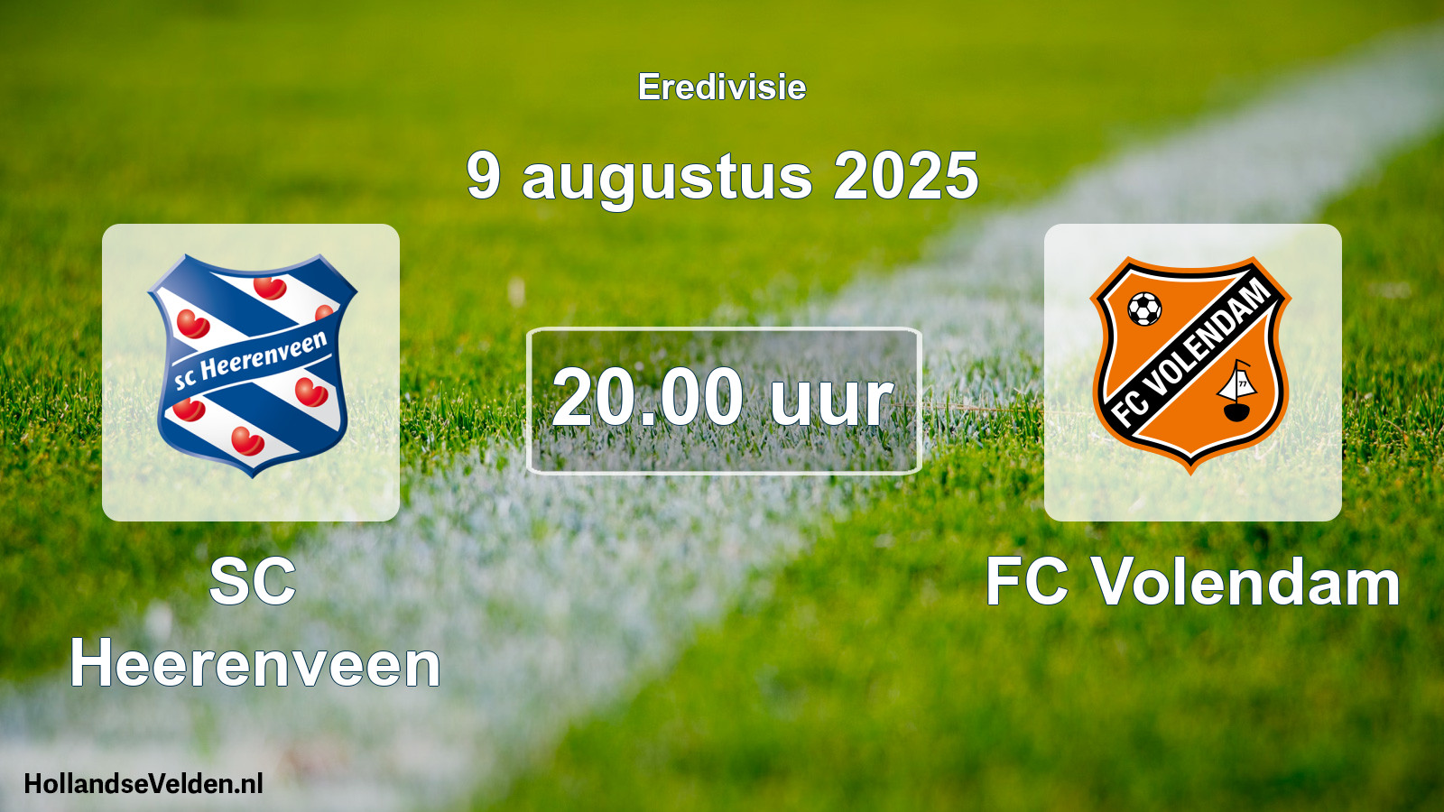 Geplande wedstrijd: SC Heerenveen - FC Volendam (9 augustus 2025)