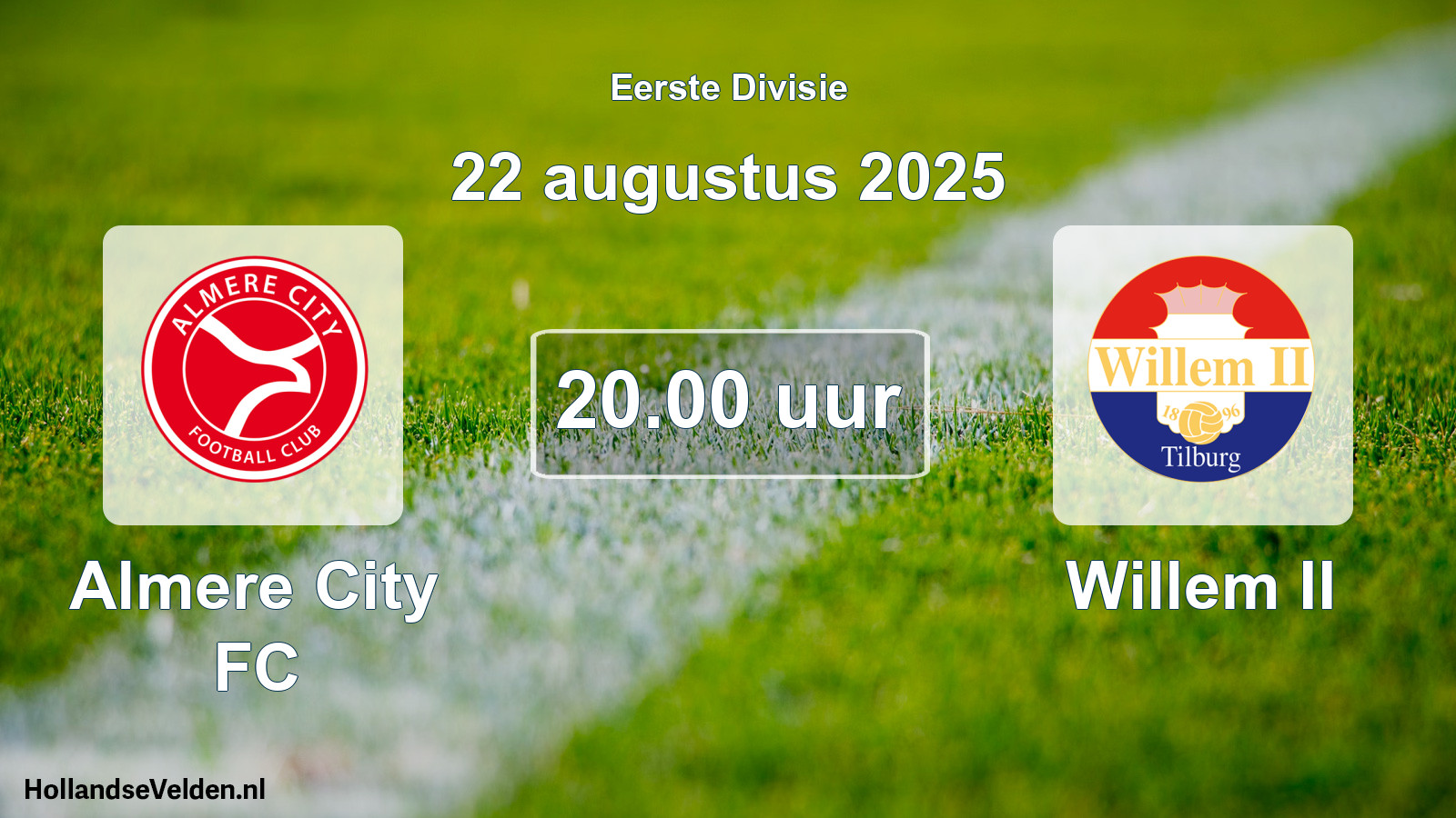 Geplande wedstrijd: Almere City FC - Willem II (22 augustus 2025)