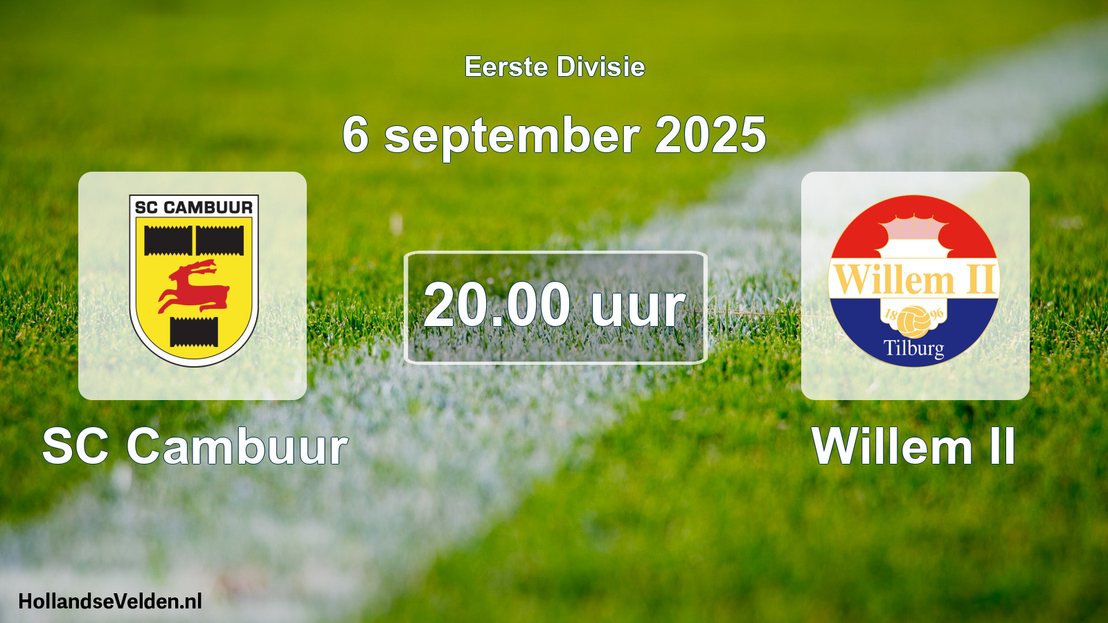 Geplande wedstrijd: Cambuur Leeuwarden - Willem II (6 september 2025)