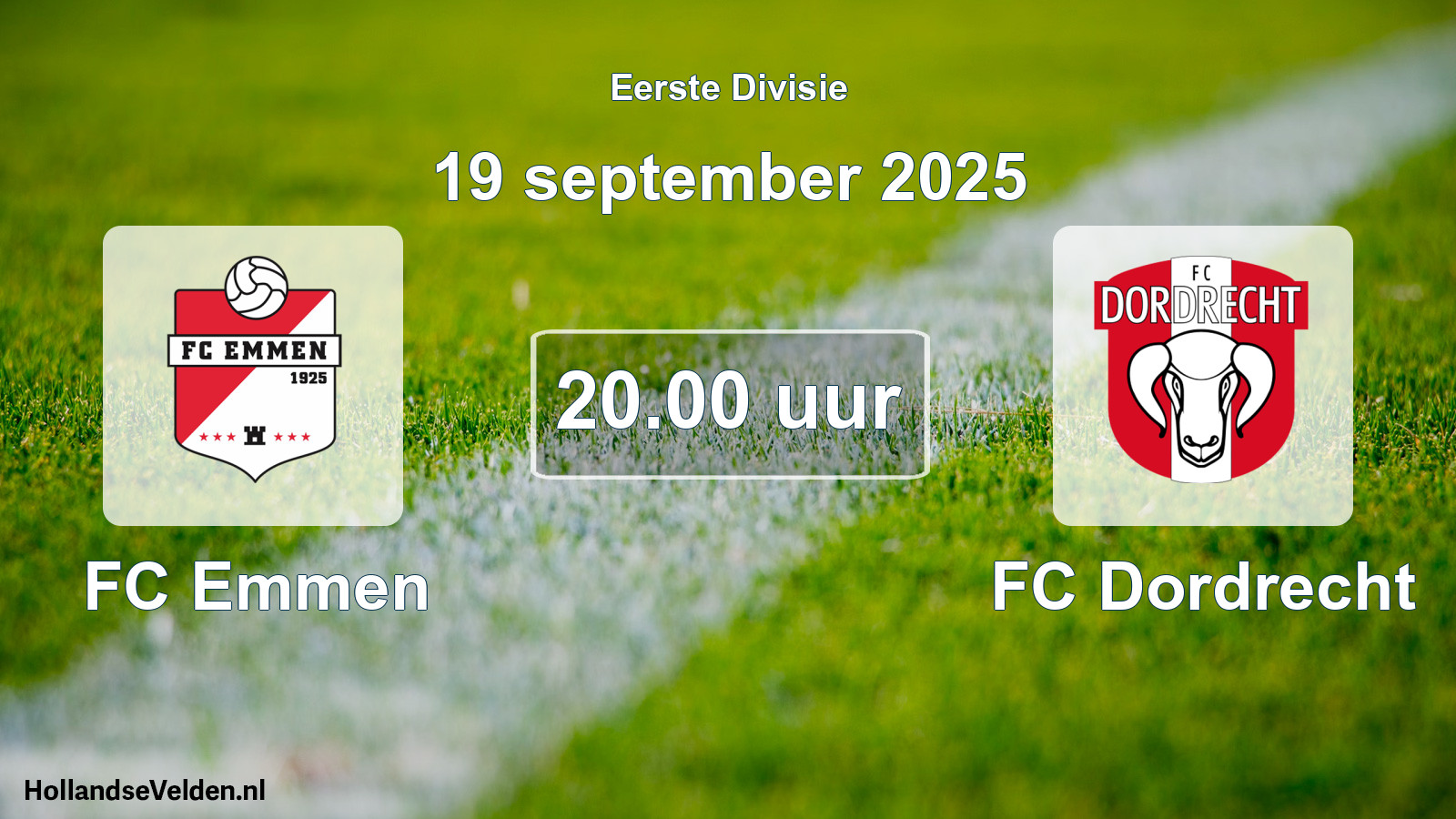 Geplande wedstrijd: FC Emmen - FC Dordrecht (19 september 2025)