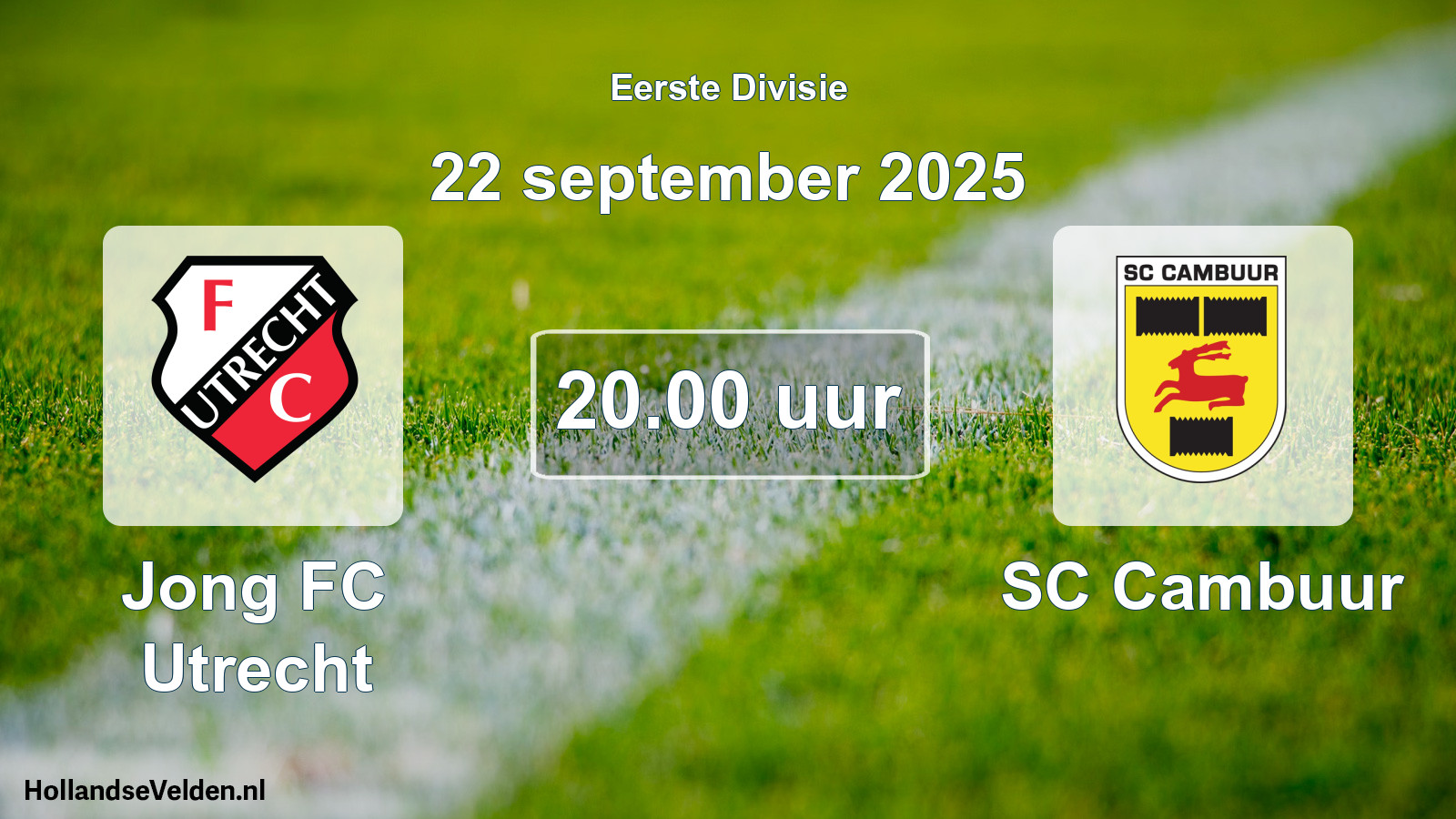 Geplande wedstrijd: Jong FC Utrecht - Cambuur Leeuwarden (22 september 2025)