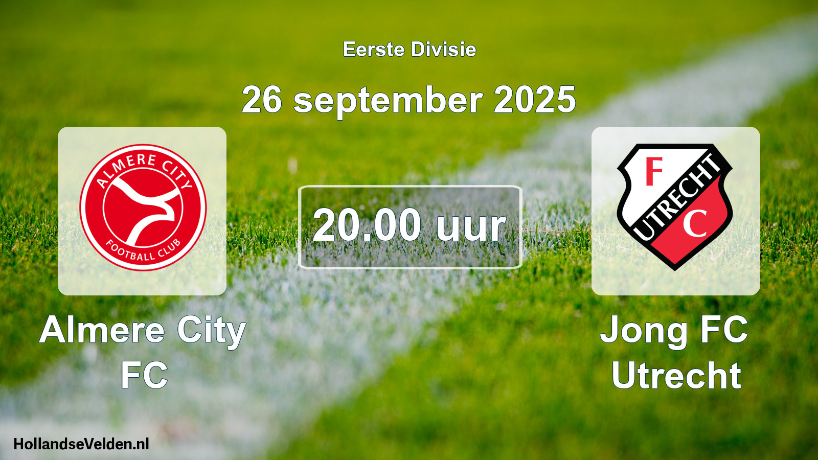 Geplande wedstrijd: Almere City FC - Jong FC Utrecht (26 september 2025)