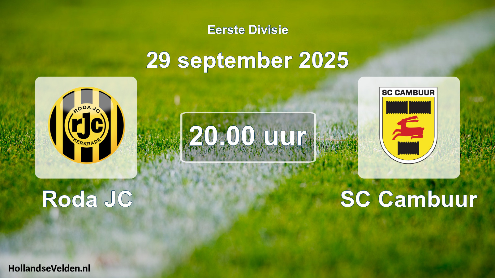 Geplande wedstrijd: Roda JC - Cambuur Leeuwarden (29 september 2025)