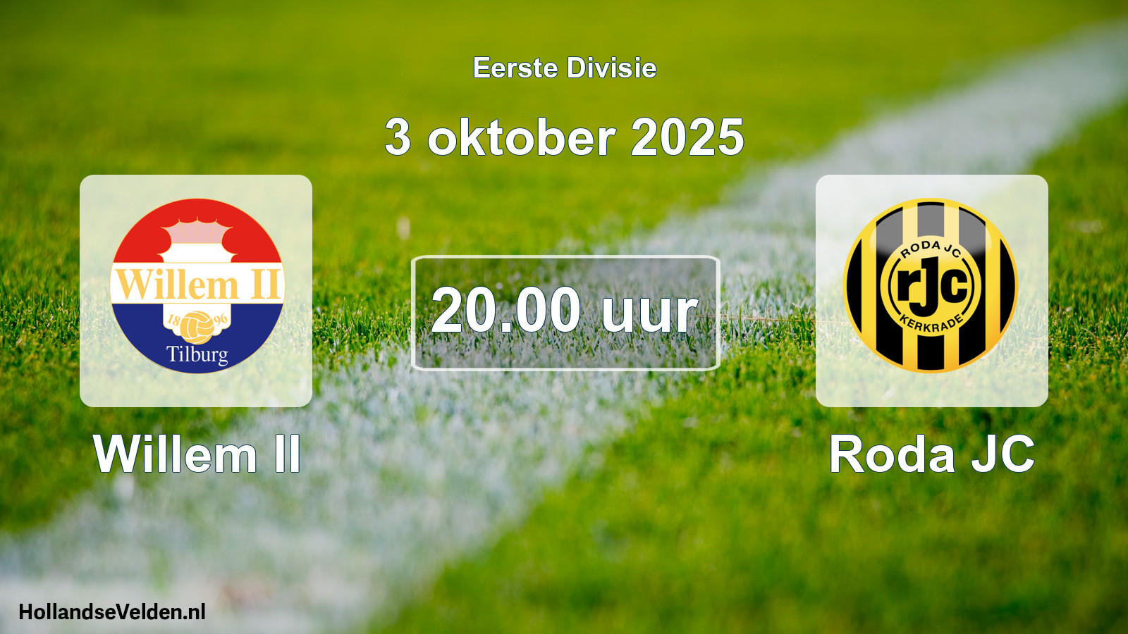 Geplande wedstrijd: Willem II - Roda JC (3 oktober 2025)