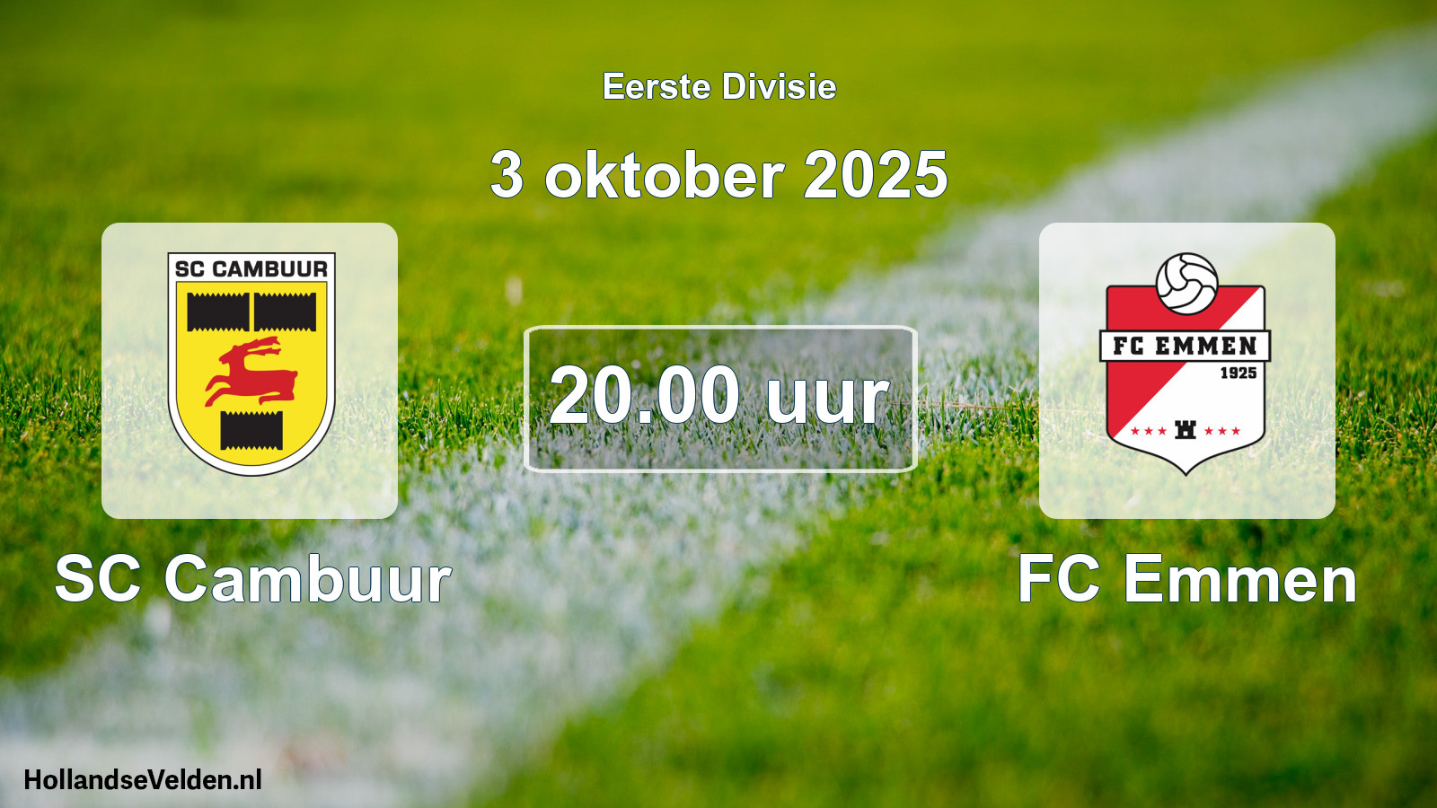 Geplande wedstrijd: Cambuur Leeuwarden - FC Emmen (3 oktober 2025)