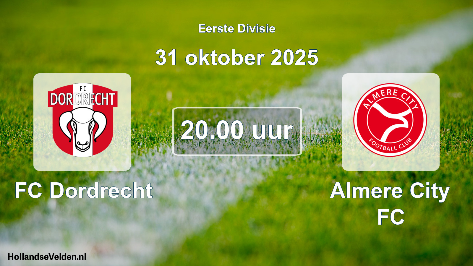 Geplande wedstrijd: FC Dordrecht - Almere City FC (31 oktober 2025)