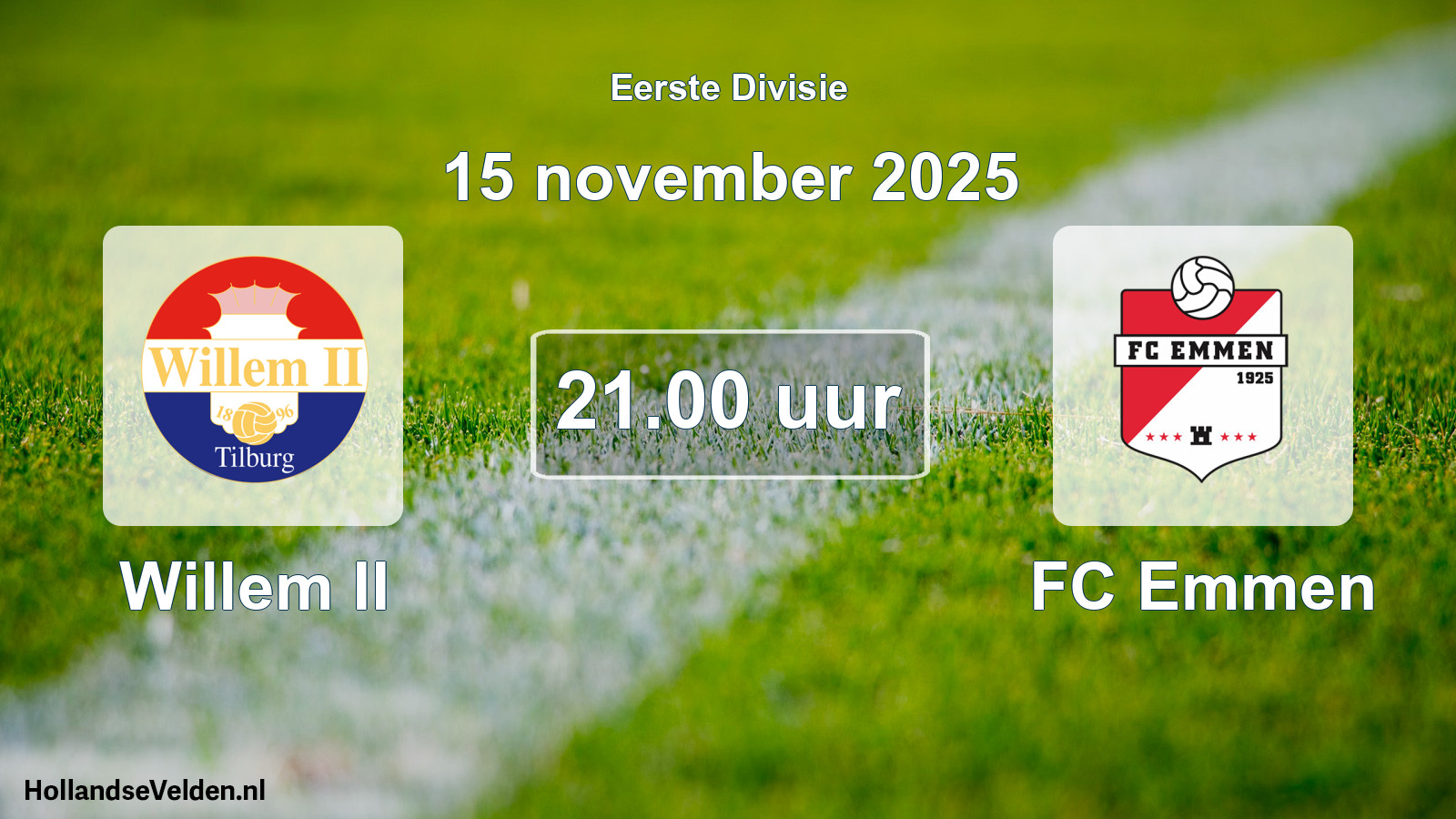 Geplande wedstrijd: Willem II - FC Emmen (15 november 2025)