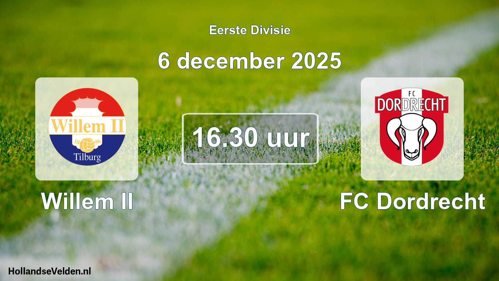 Geplande wedstrijd: Willem II - FC Dordrecht (6 december 2025)