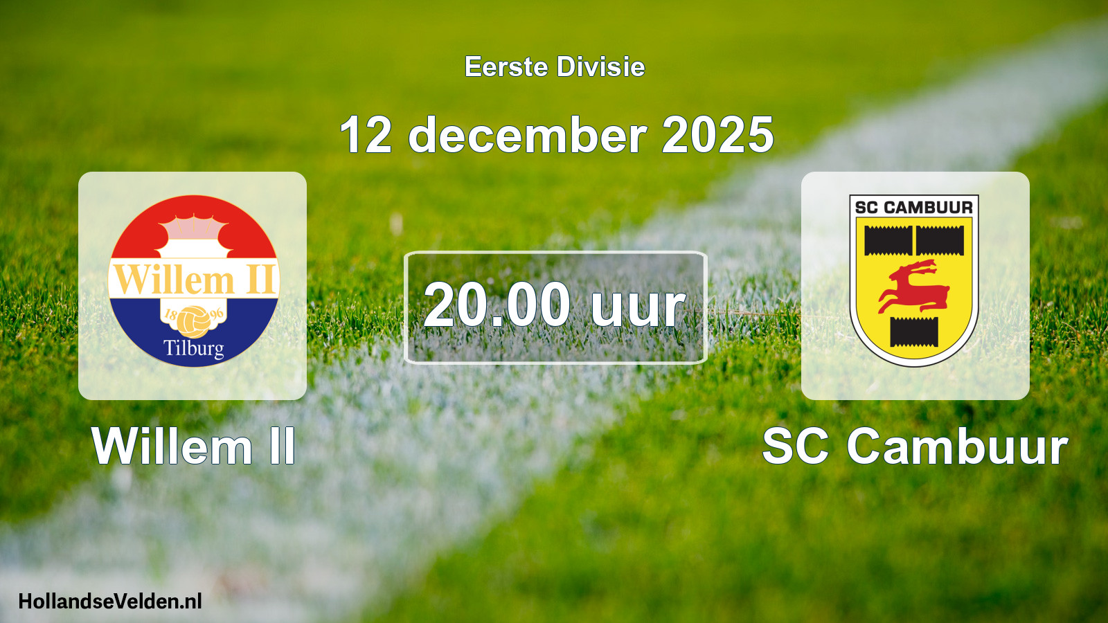 Geplande wedstrijd: Willem II - Cambuur Leeuwarden (12 december 2025)