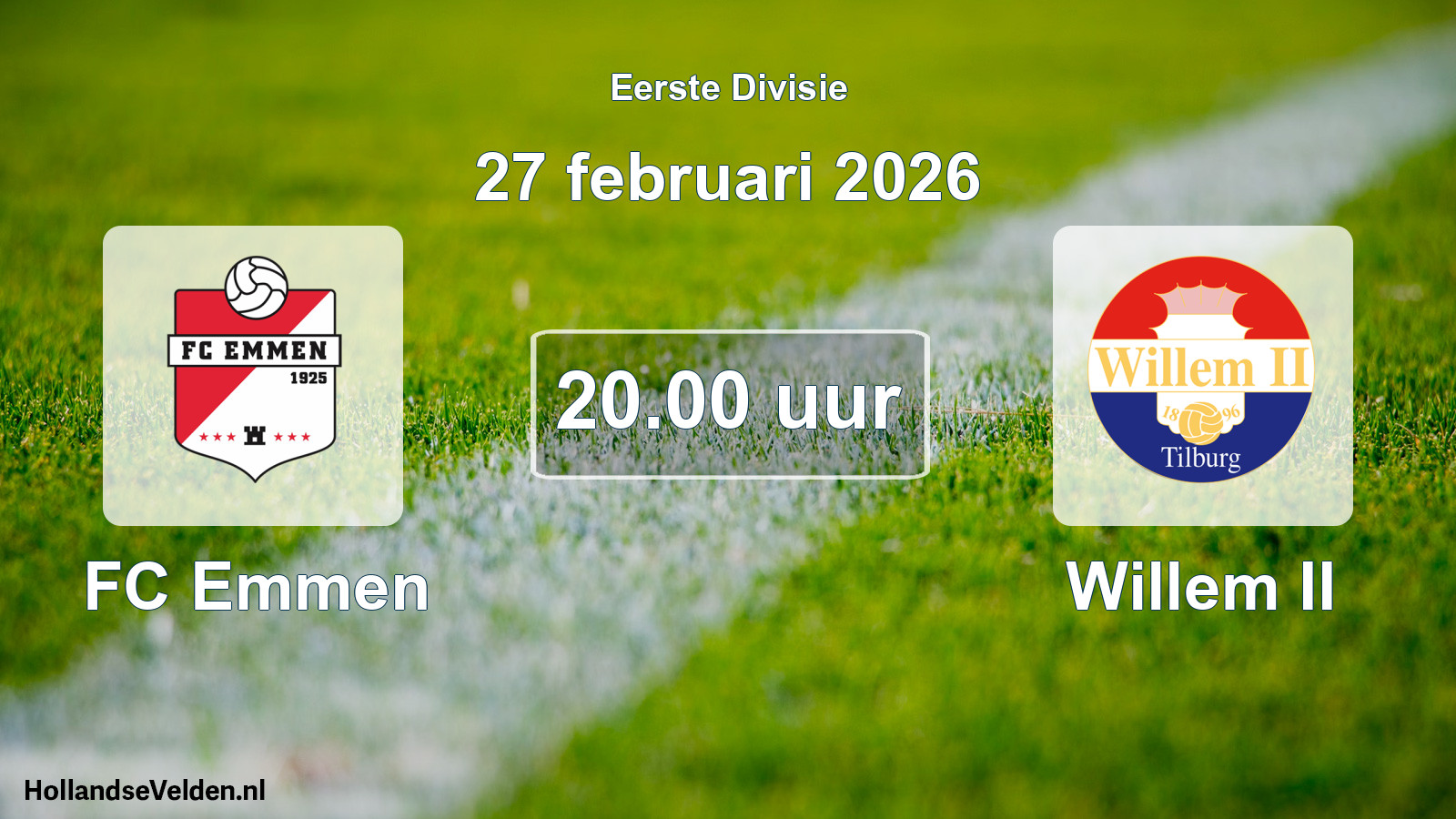 Geplande wedstrijd: FC Emmen - Willem II (27 februari 2026)