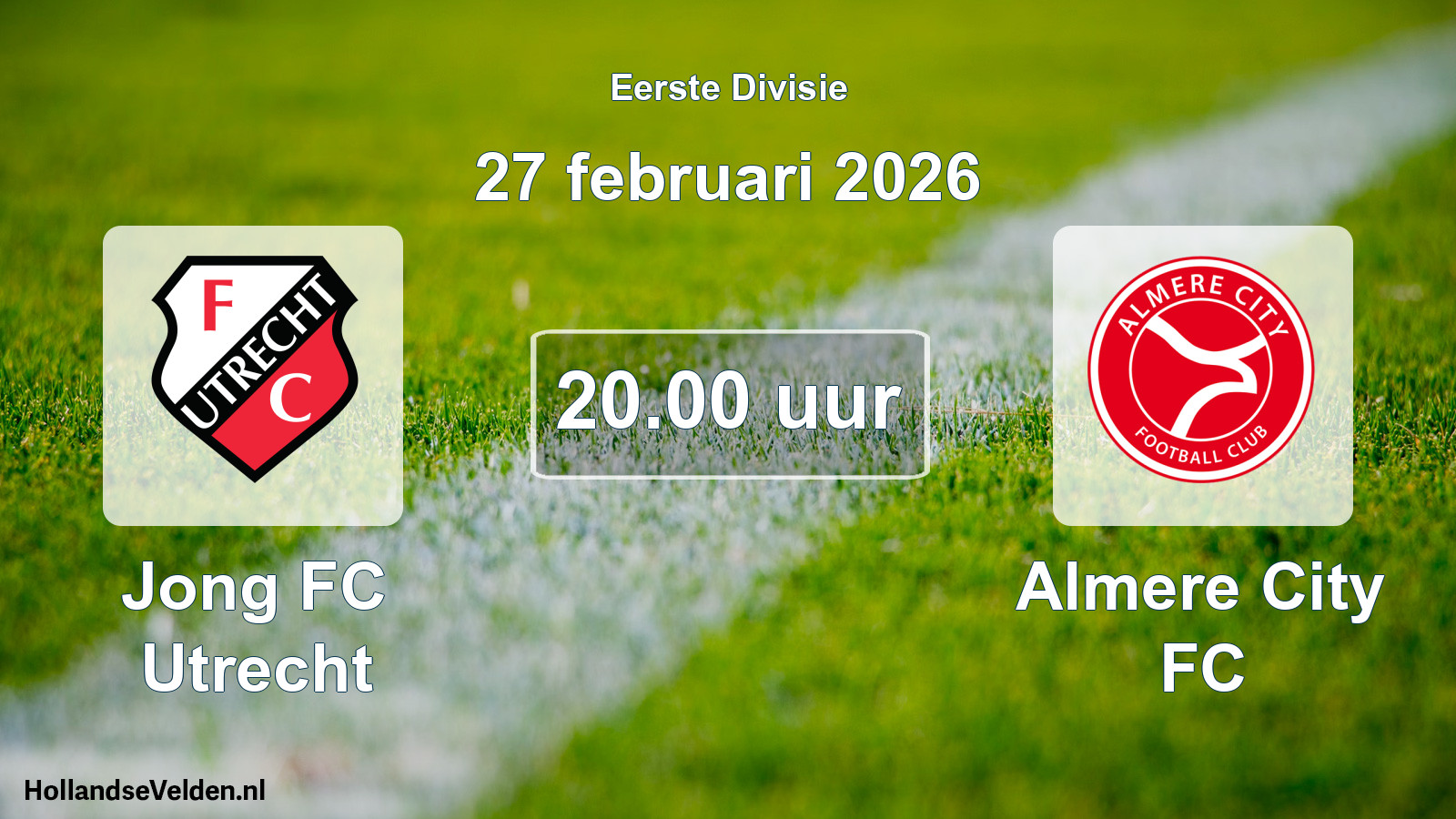 Geplande wedstrijd: Jong FC Utrecht - Almere City FC (27 februari 2026)