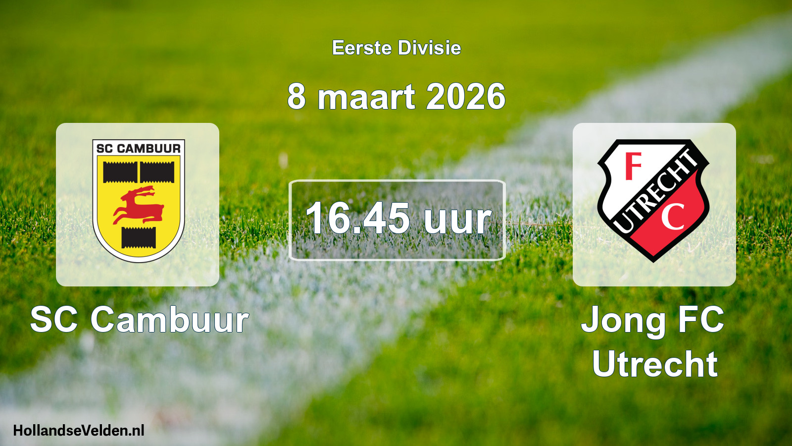 Geplande wedstrijd: Cambuur Leeuwarden - Jong FC Utrecht (8 maart 2026)