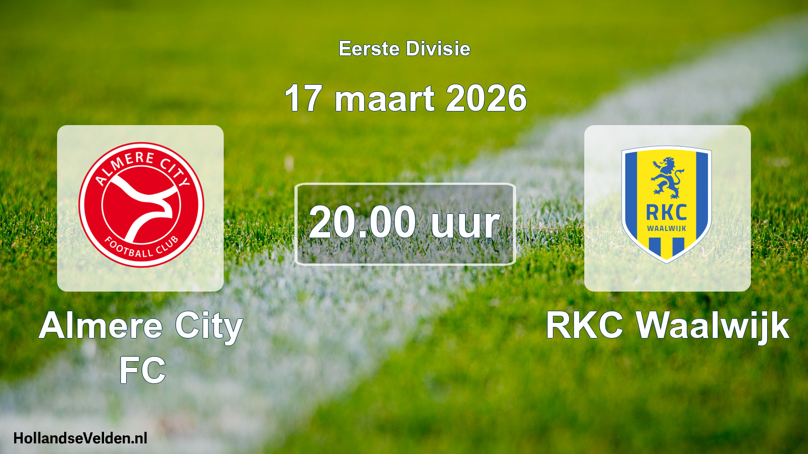 Geplande wedstrijd: Almere City FC - RKC Waalwijk (17 maart 2026)