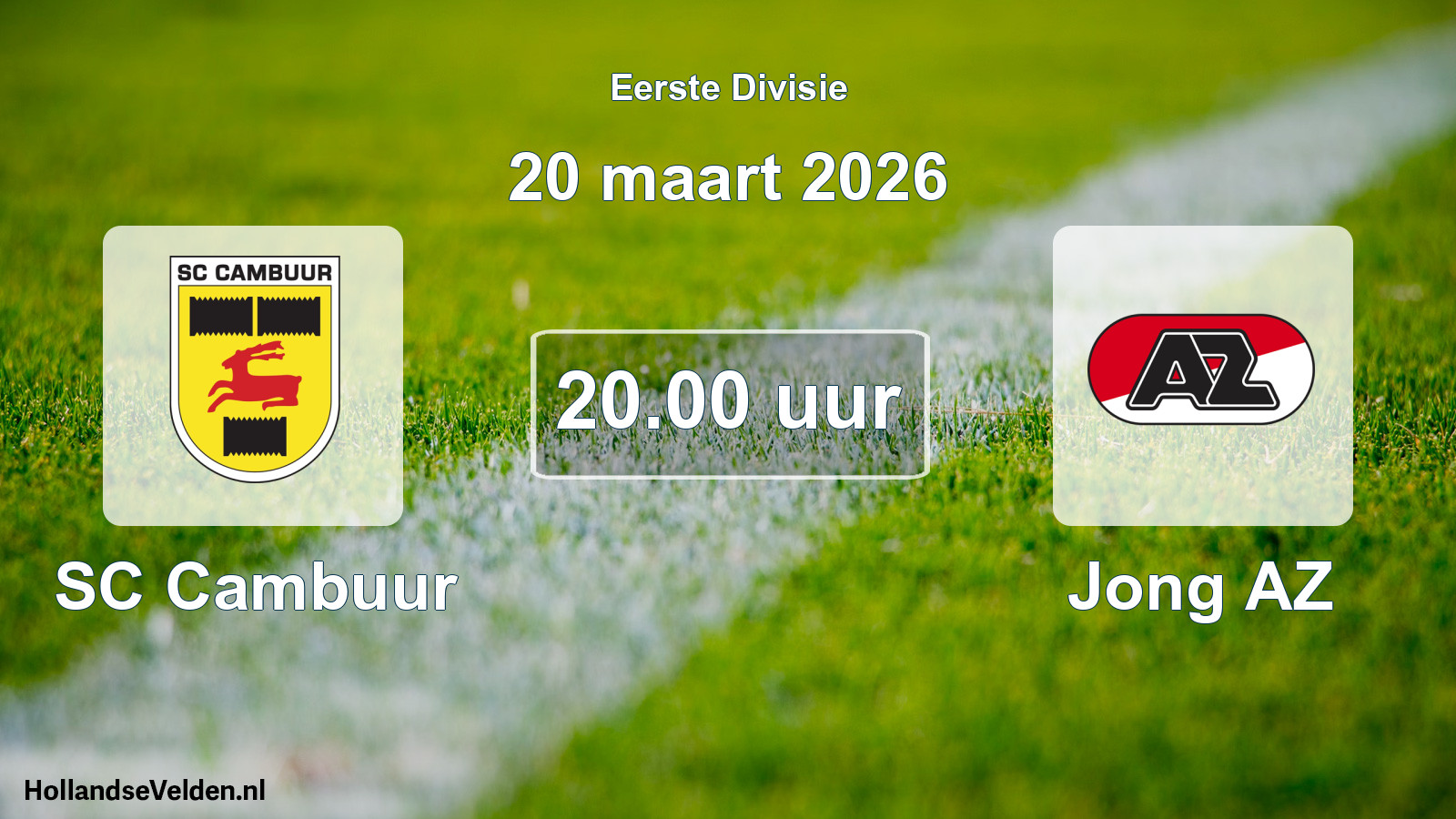 Geplande wedstrijd: Cambuur Leeuwarden - Jong AZ (20 maart 2026)