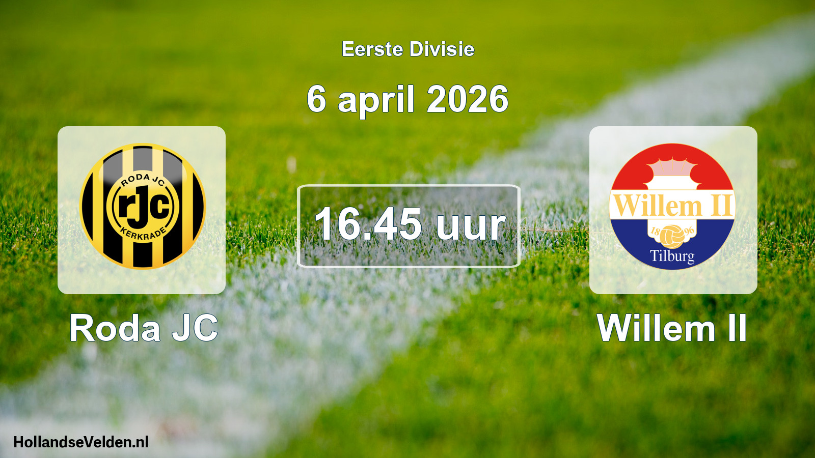 Geplande wedstrijd: Roda JC - Willem II (6 april 2026)