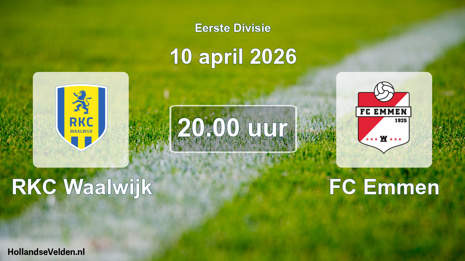 Geplande wedstrijd: RKC Waalwijk - FC Emmen (10 april 2026)