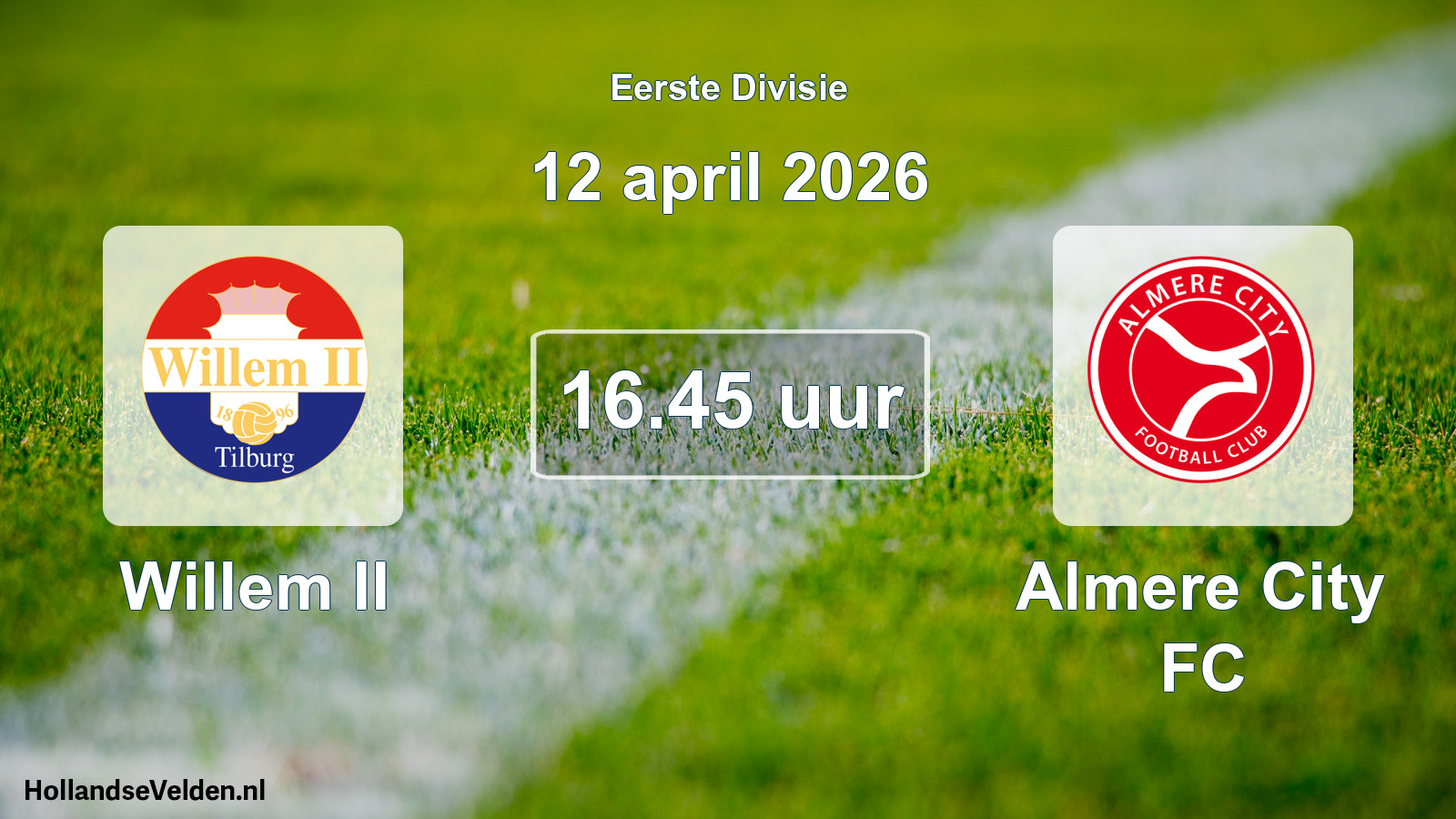 Geplande wedstrijd: Willem II - Almere City FC (12 april 2026)