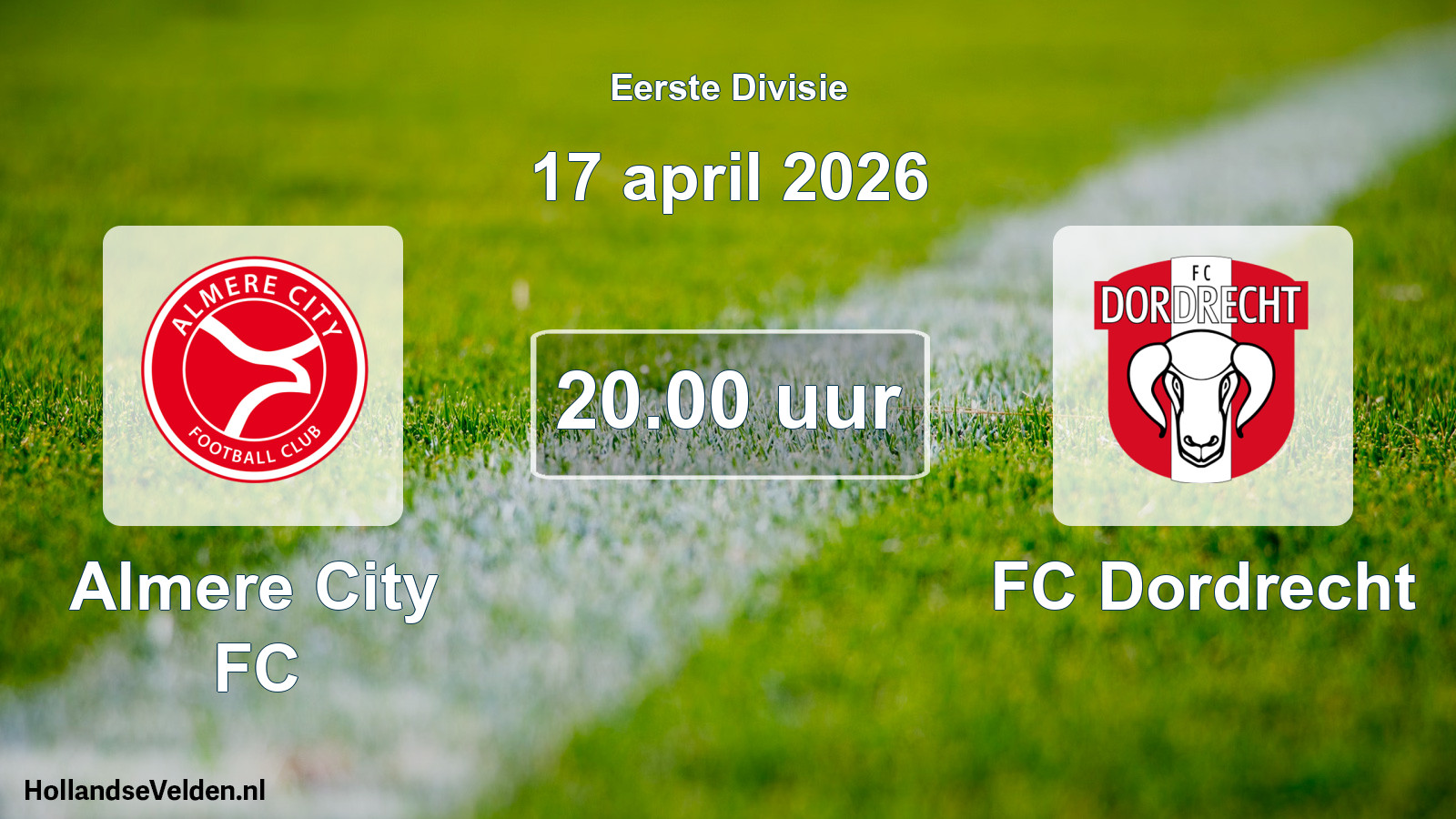 Geplande wedstrijd: Almere City FC - FC Dordrecht (17 april 2026)