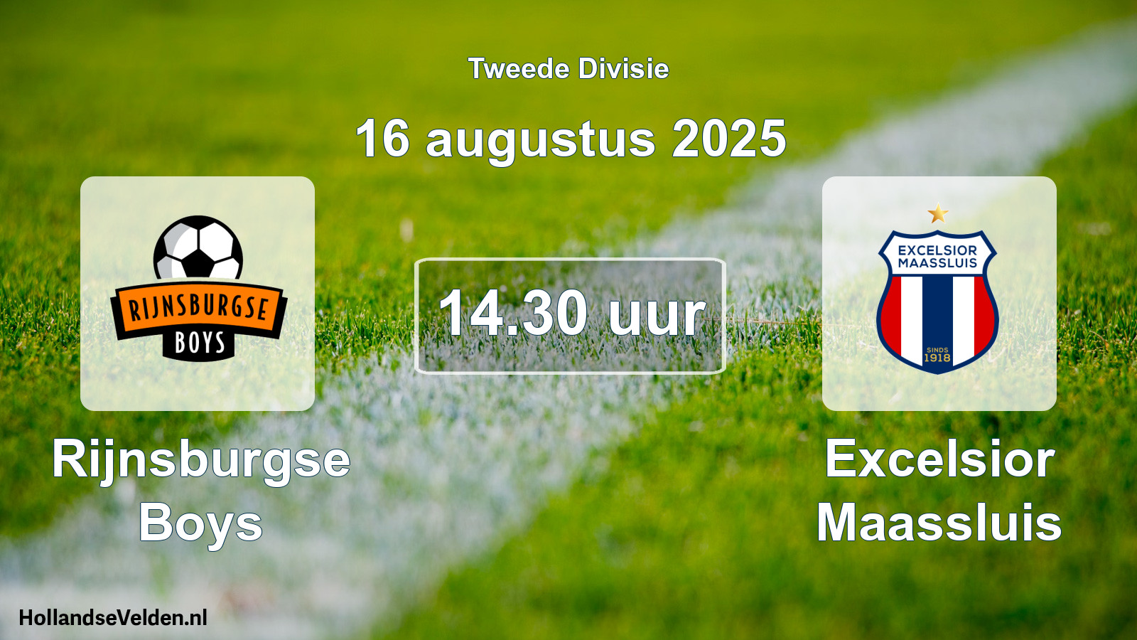 Geplande wedstrijd: Rijnsburgse Boys - Excelsior Maassluis (16 augustus 2025)