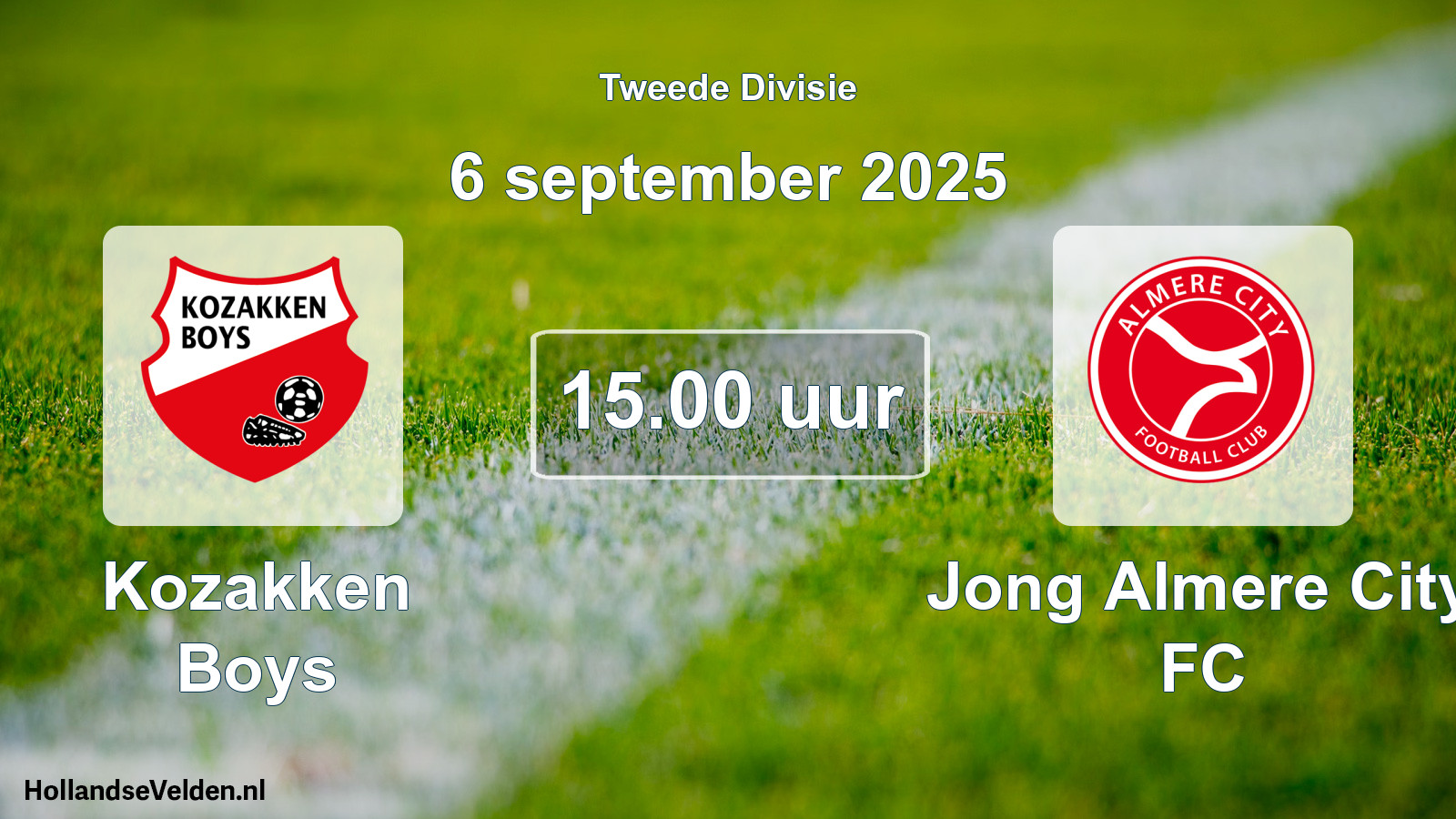 Geplande wedstrijd: Kozakken Boys - Jong Almere City FC (6 september 2025)