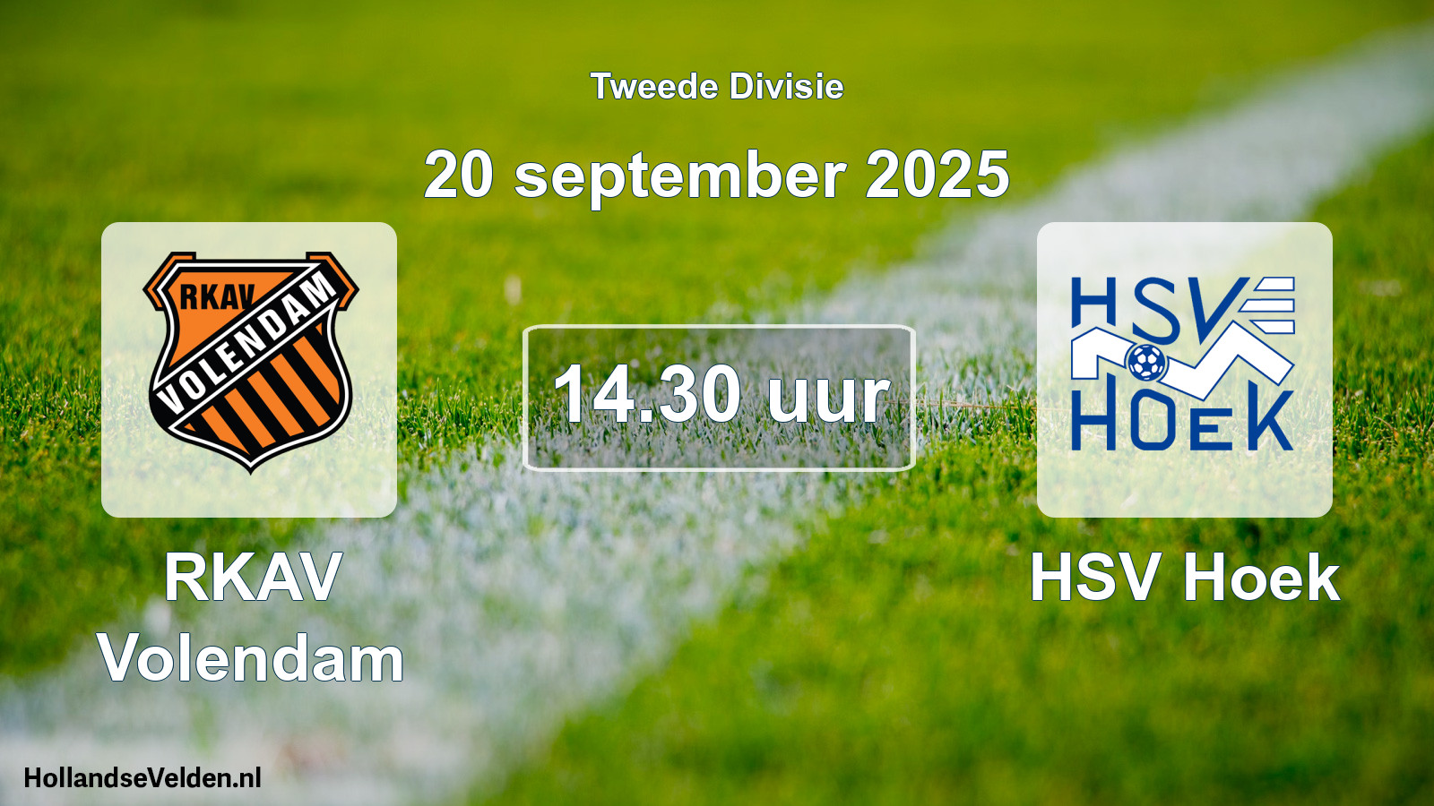 Geplande wedstrijd: RKAV Volendam - HSV Hoek (20 september 2025)