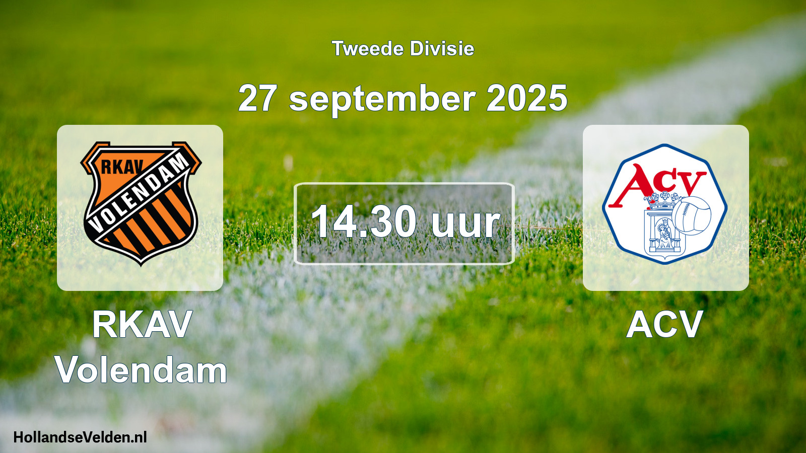 Geplande wedstrijd: RKAV Volendam - ACV (27 september 2025)