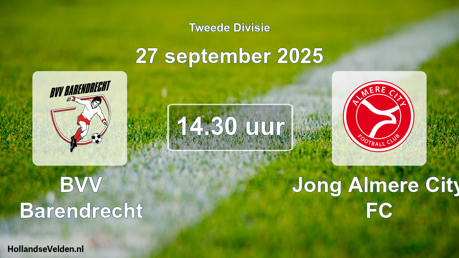 Geplande wedstrijd: BVV Barendrecht - Jong Almere City FC (27 september 2025)