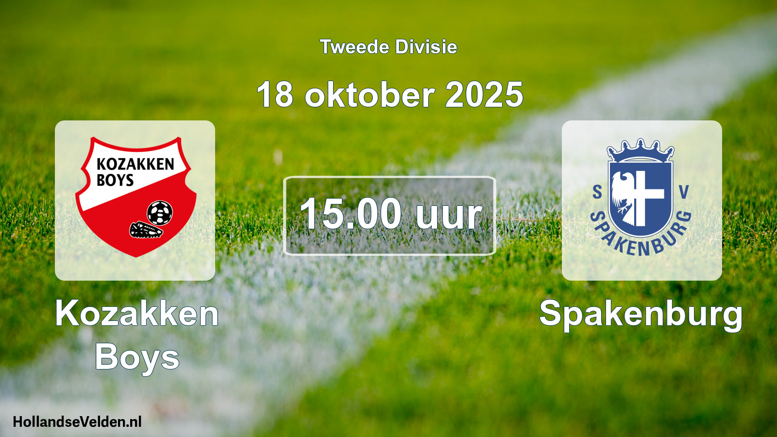 Geplande wedstrijd: Kozakken Boys - Spakenburg (18 oktober 2025)