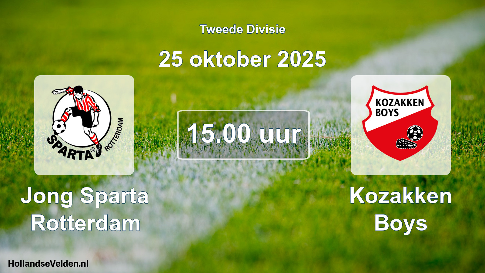 Geplande wedstrijd: Jong Sparta Rotterdam - Kozakken Boys (25 oktober 2025)