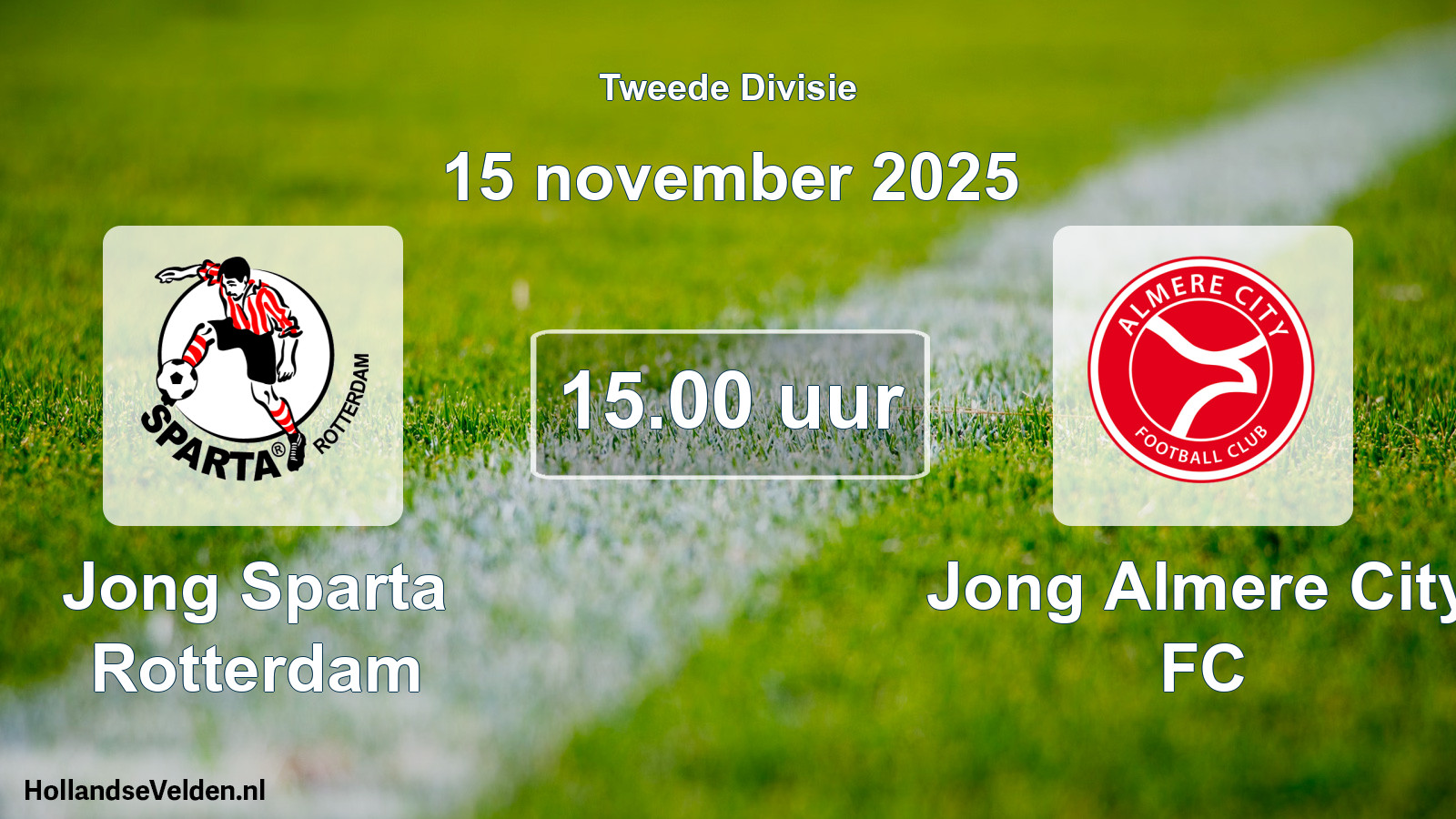 Geplande wedstrijd: Jong Sparta Rotterdam - Jong Almere City FC (15 november 2025)