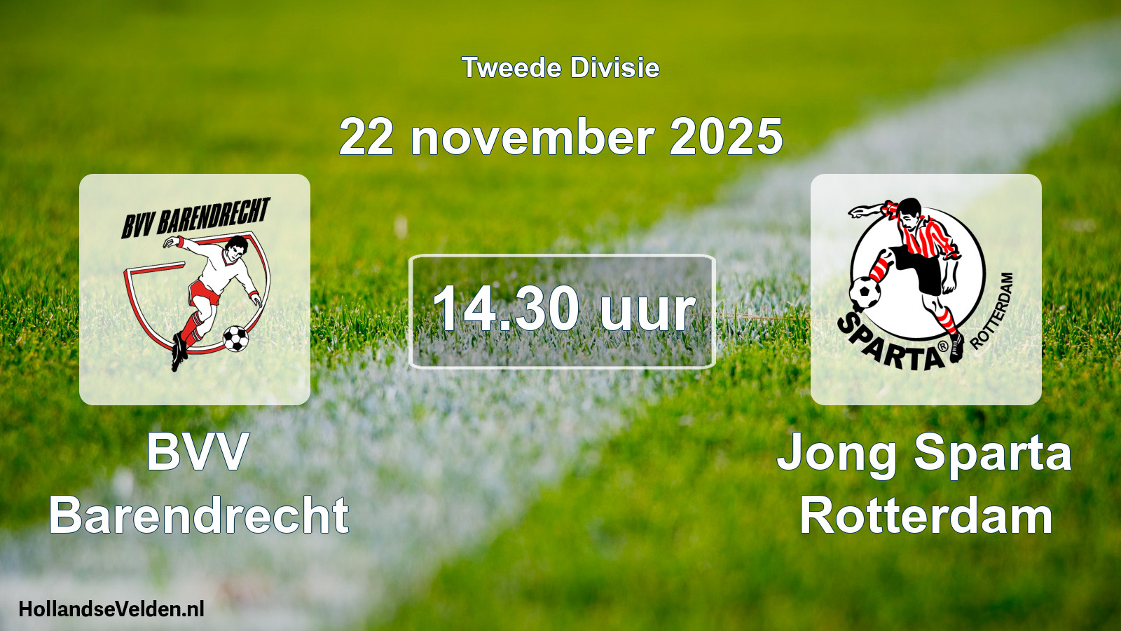 Geplande wedstrijd: BVV Barendrecht - Jong Sparta Rotterdam (22 november 2025)