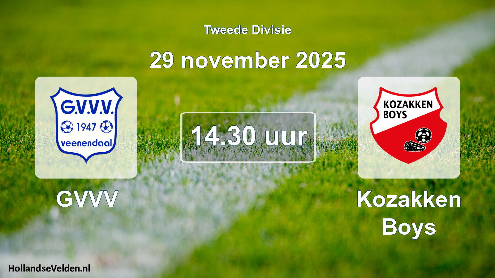 Geplande wedstrijd: GVVV - Kozakken Boys (29 november 2025)