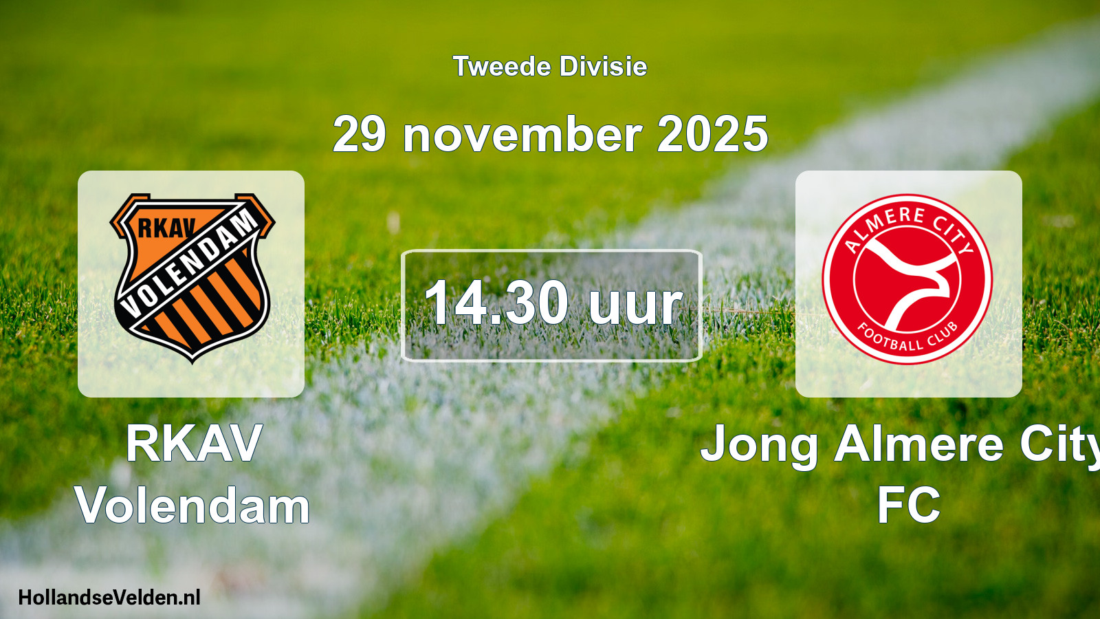 Geplande wedstrijd: RKAV Volendam - Jong Almere City FC (29 november 2025)