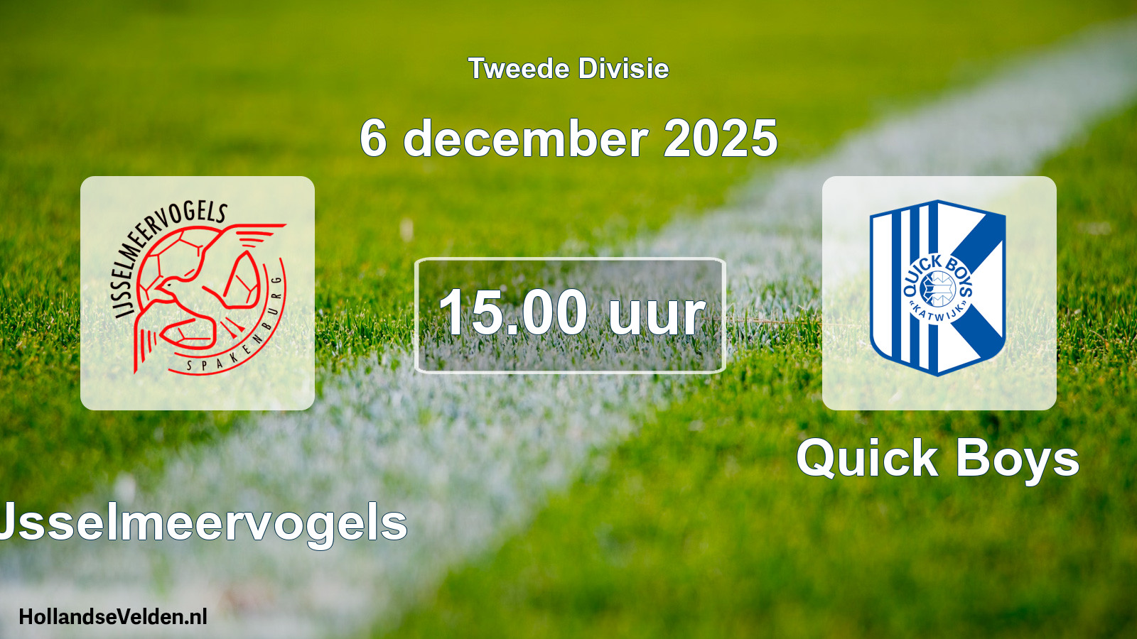 Geplande wedstrijd: IJsselmeervogels - Quick Boys (6 december 2025)