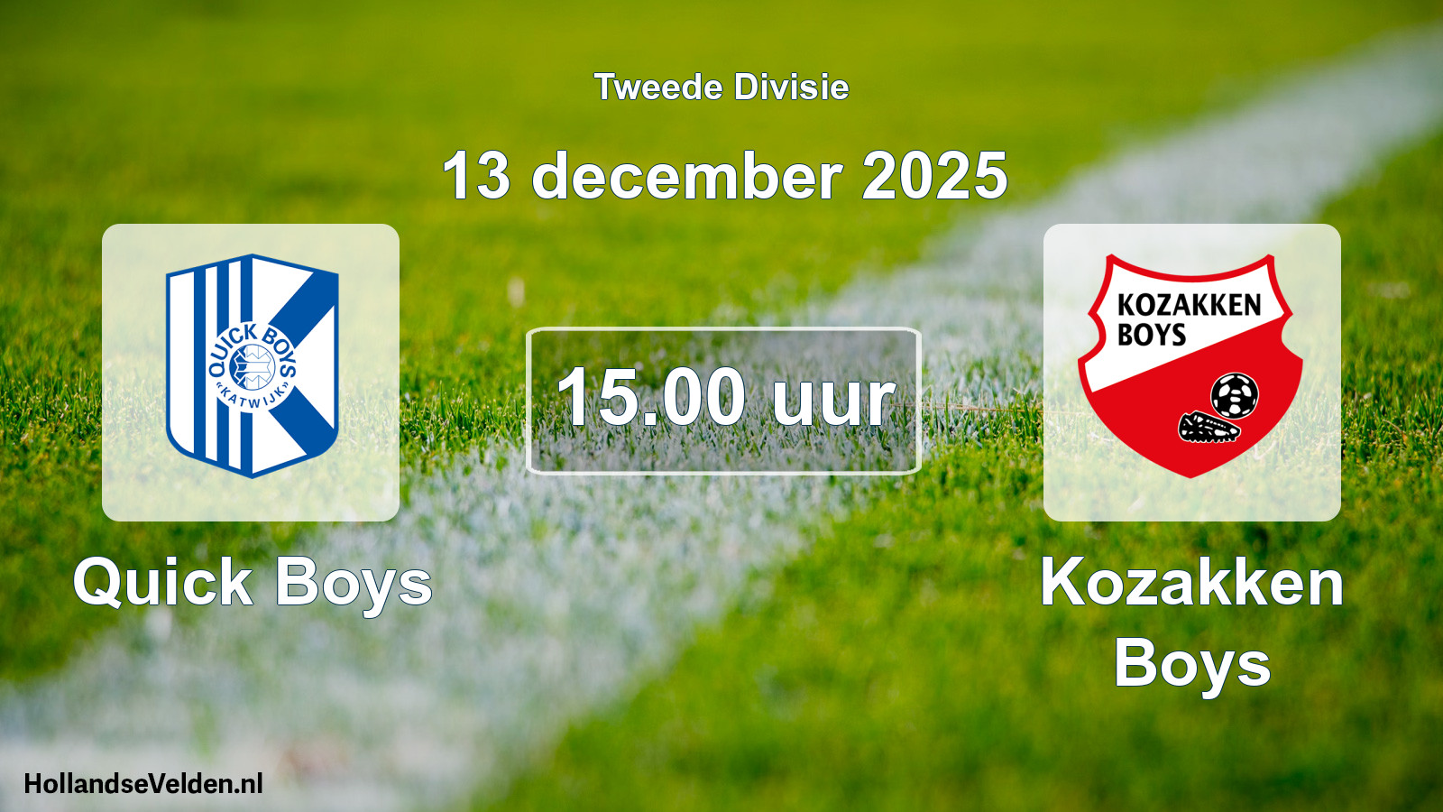 Geplande wedstrijd: Quick Boys - Kozakken Boys (13 december 2025)