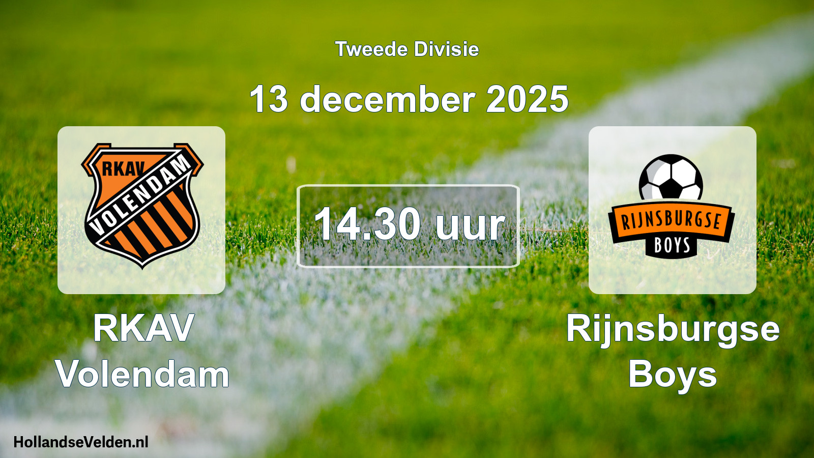 Geplande wedstrijd: RKAV Volendam - Rijnsburgse Boys (13 december 2025)