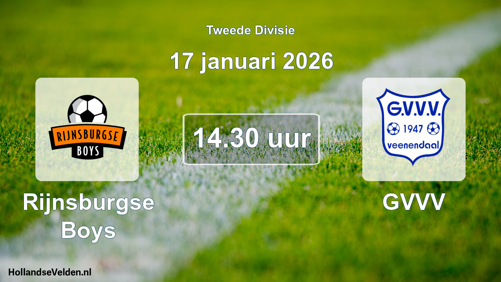 Geplande wedstrijd: Rijnsburgse Boys - GVVV (17 januari 2026)