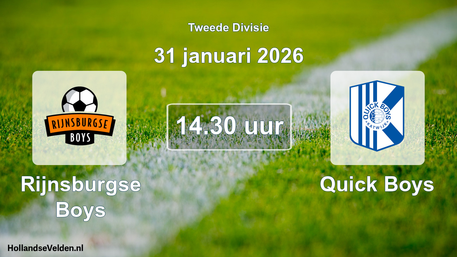 Geplande wedstrijd: Rijnsburgse Boys - Quick Boys (31 januari 2026)