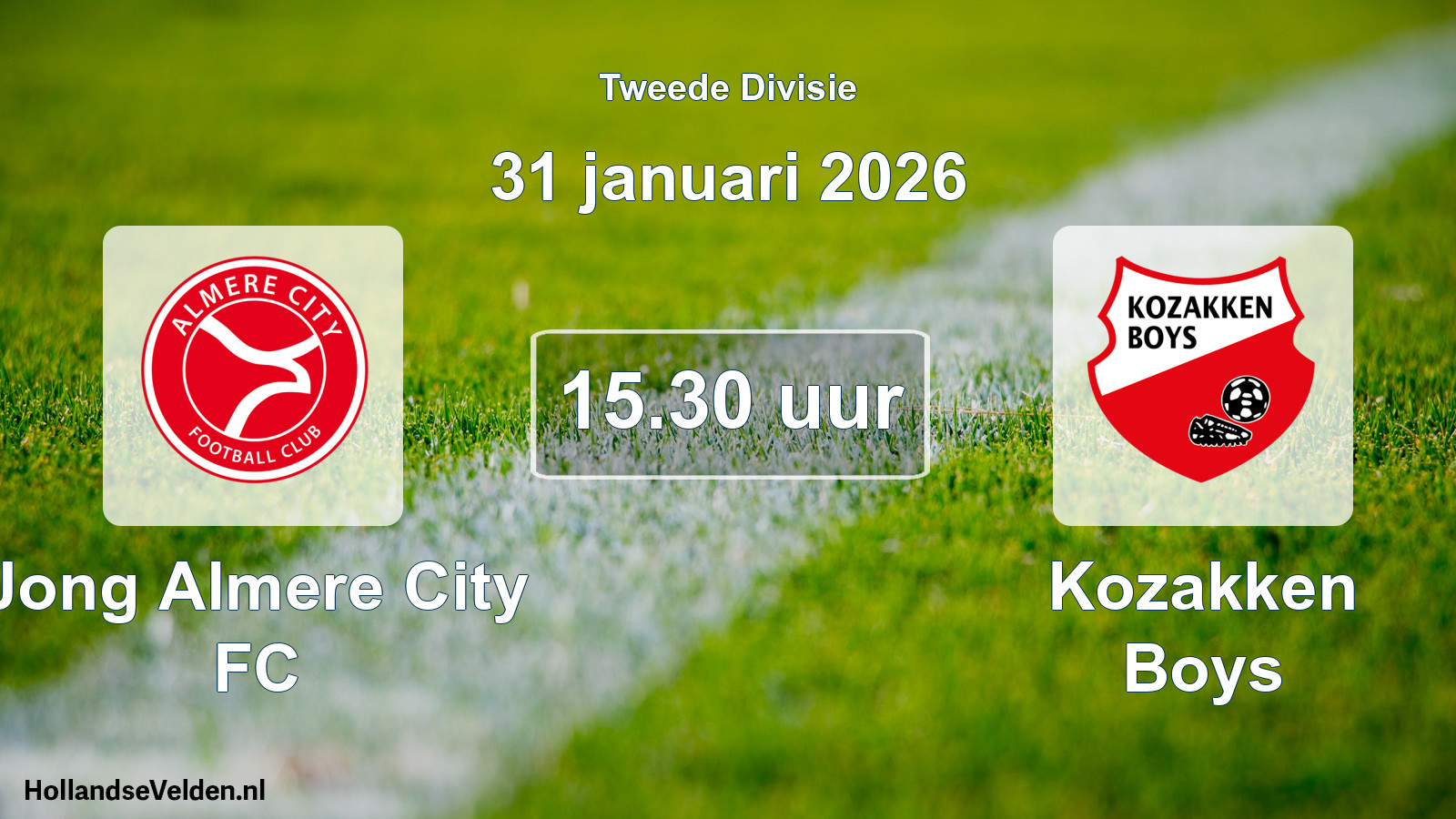 Geplande wedstrijd: Jong Almere City FC - Kozakken Boys (31 januari 2026)