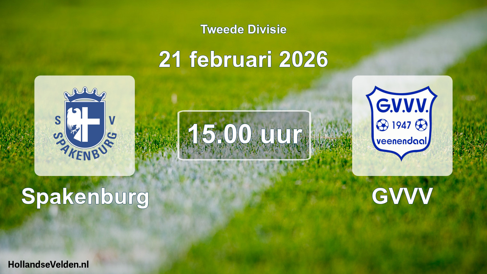 Geplande wedstrijd: Spakenburg - GVVV (21 februari 2026)