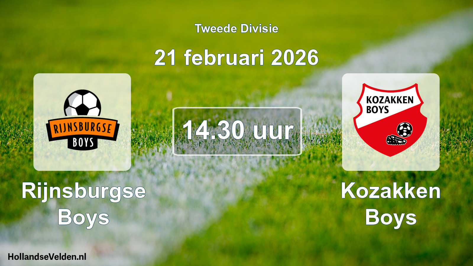 Geplande wedstrijd: Rijnsburgse Boys - Kozakken Boys (21 februari 2026)
