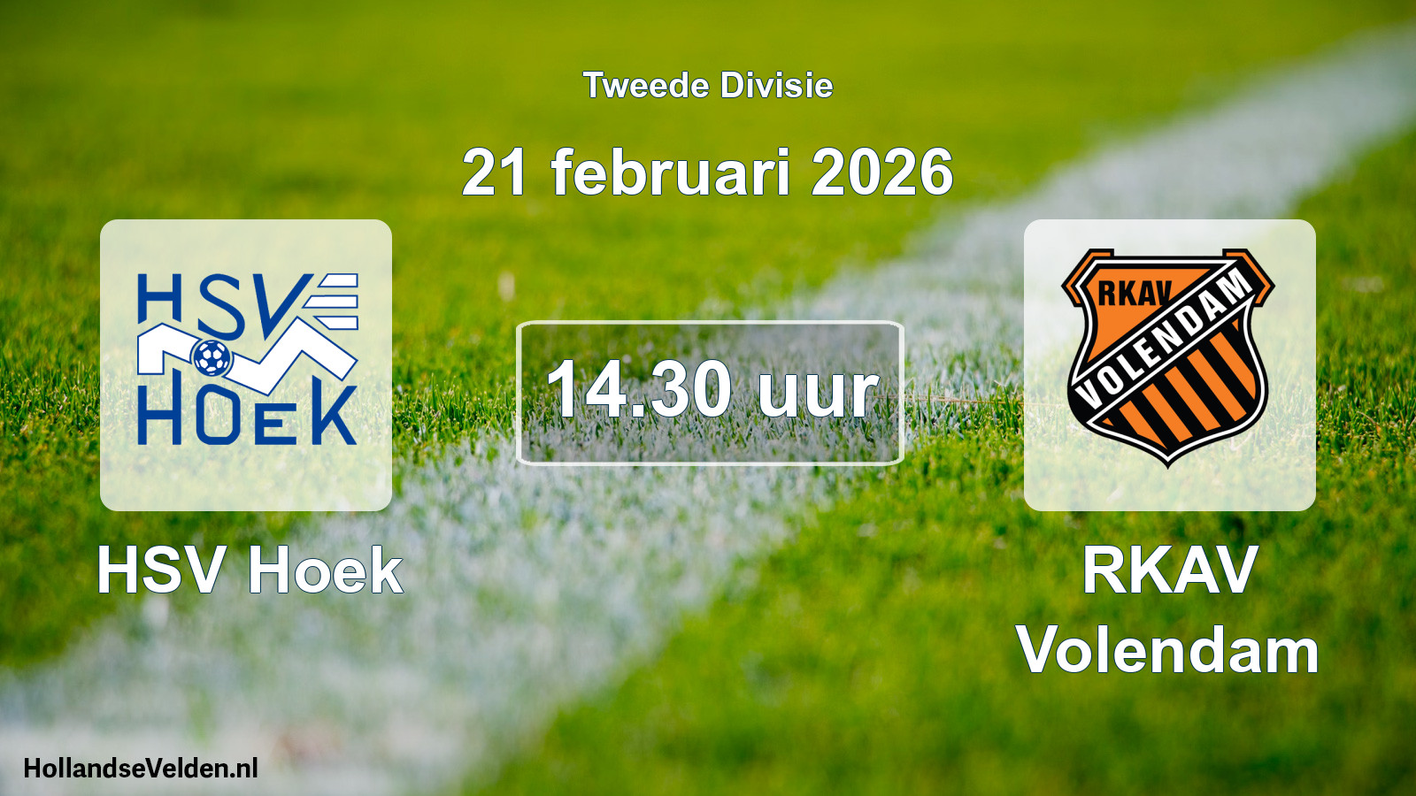 Geplande wedstrijd: HSV Hoek - RKAV Volendam (21 februari 2026)