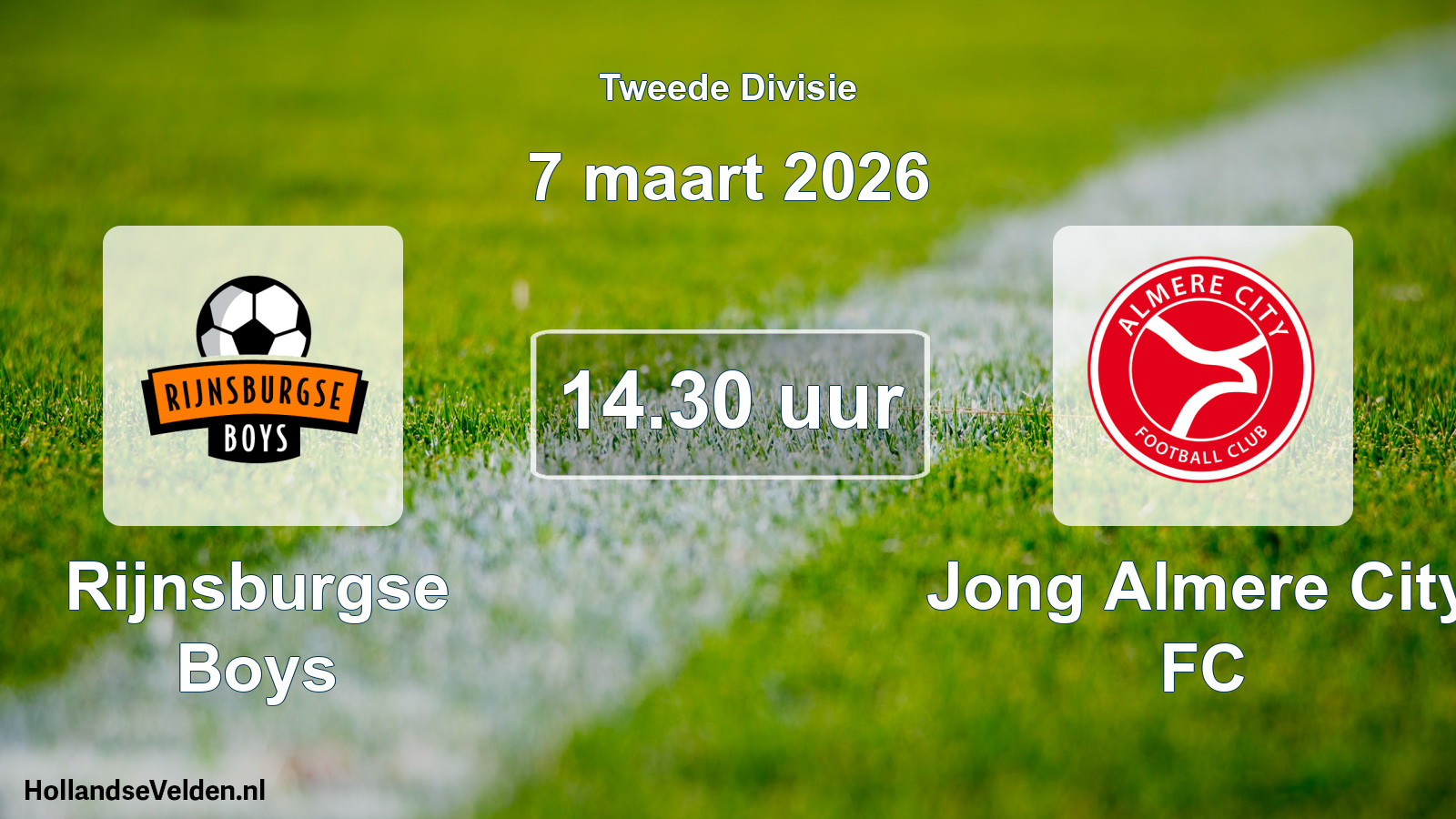 Geplande wedstrijd: Rijnsburgse Boys - Jong Almere City FC (7 maart 2026)