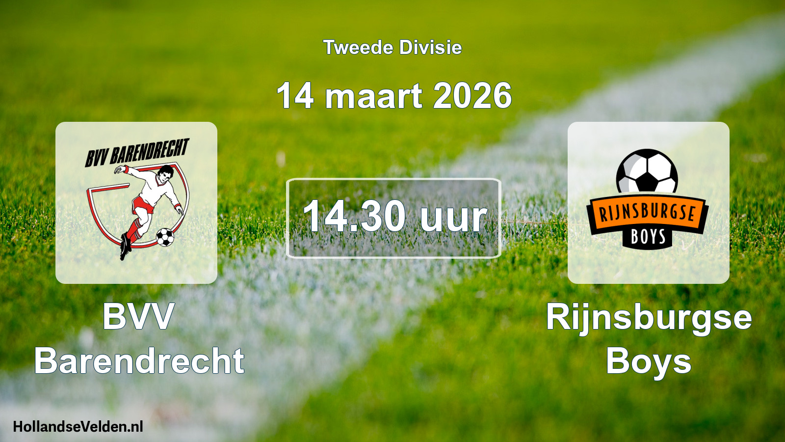 Geplande wedstrijd: BVV Barendrecht - Rijnsburgse Boys (14 maart 2026)