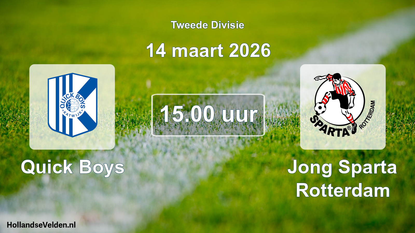 Geplande wedstrijd: Quick Boys - Jong Sparta Rotterdam (14 maart 2026)