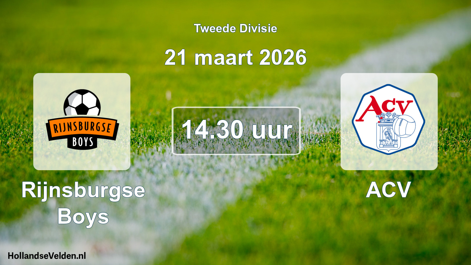 Geplande wedstrijd: Rijnsburgse Boys - ACV (21 maart 2026)