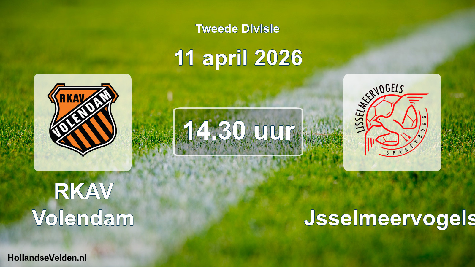 Geplande wedstrijd: RKAV Volendam - IJsselmeervogels (11 april 2026)