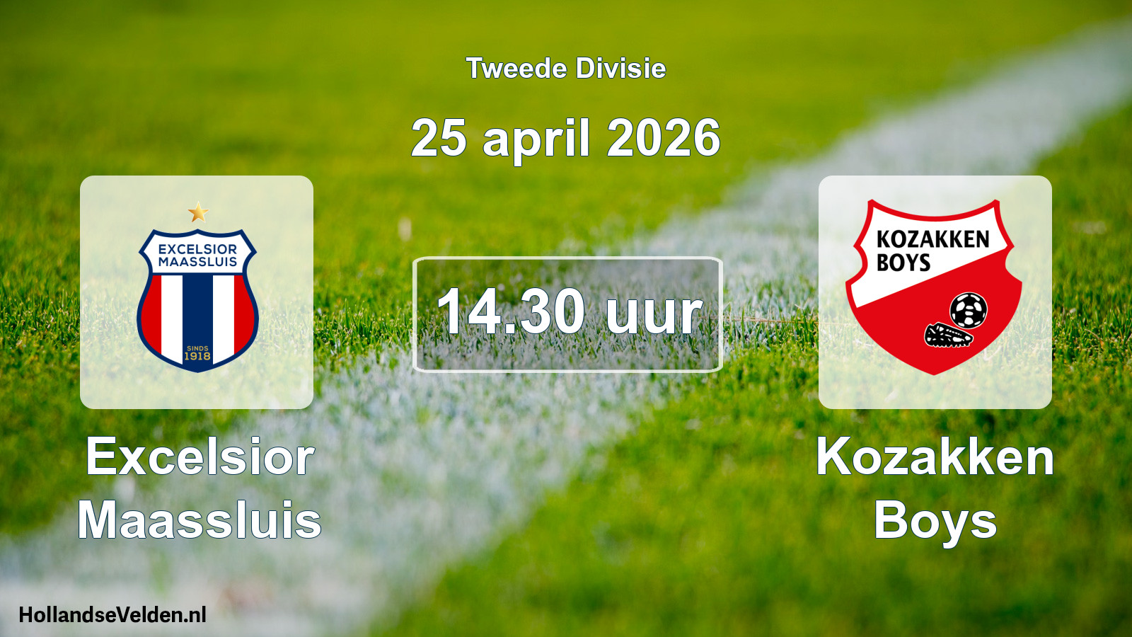 Geplande wedstrijd: Excelsior Maassluis - Kozakken Boys (25 april 2026)
