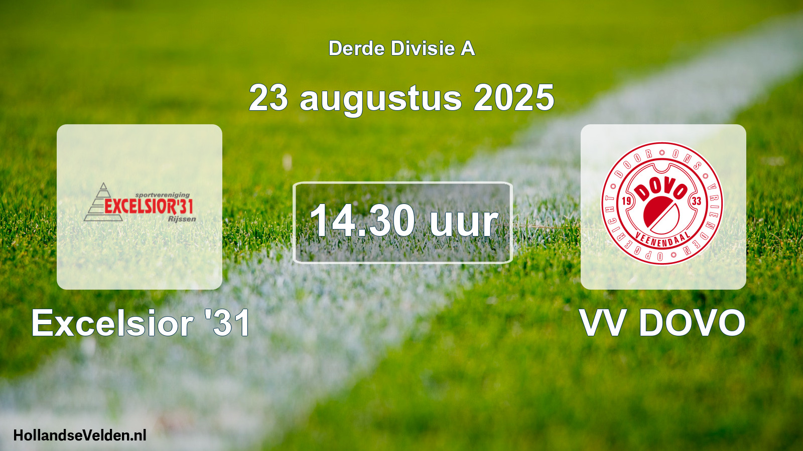 Geplande wedstrijd: Excelsior '31 - VV DOVO (23 augustus 2025)